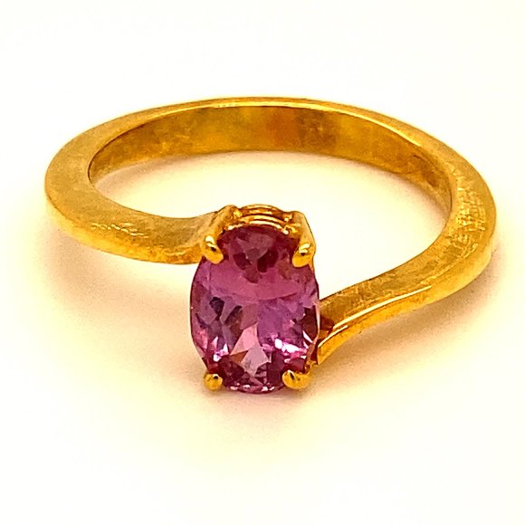 Pink Sapphire 2.51ct Solid 18K Yellow Gold Ring - Picture 3 of 7
